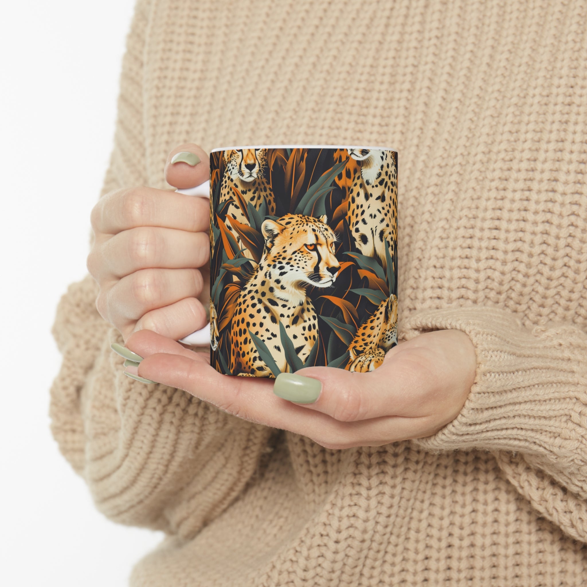 Cheetah Mug | Cheetah Gifts | Cheetah Presents | Group Of Cheetah Ceramic Mug 11oz