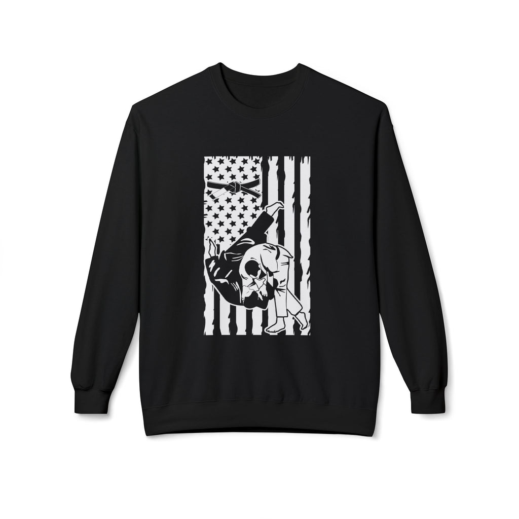 Brazilian Jiu Jitsu Flag Throw BJJ Unisex Midweight Softstyle Fleece Crewneck Sweatshirt