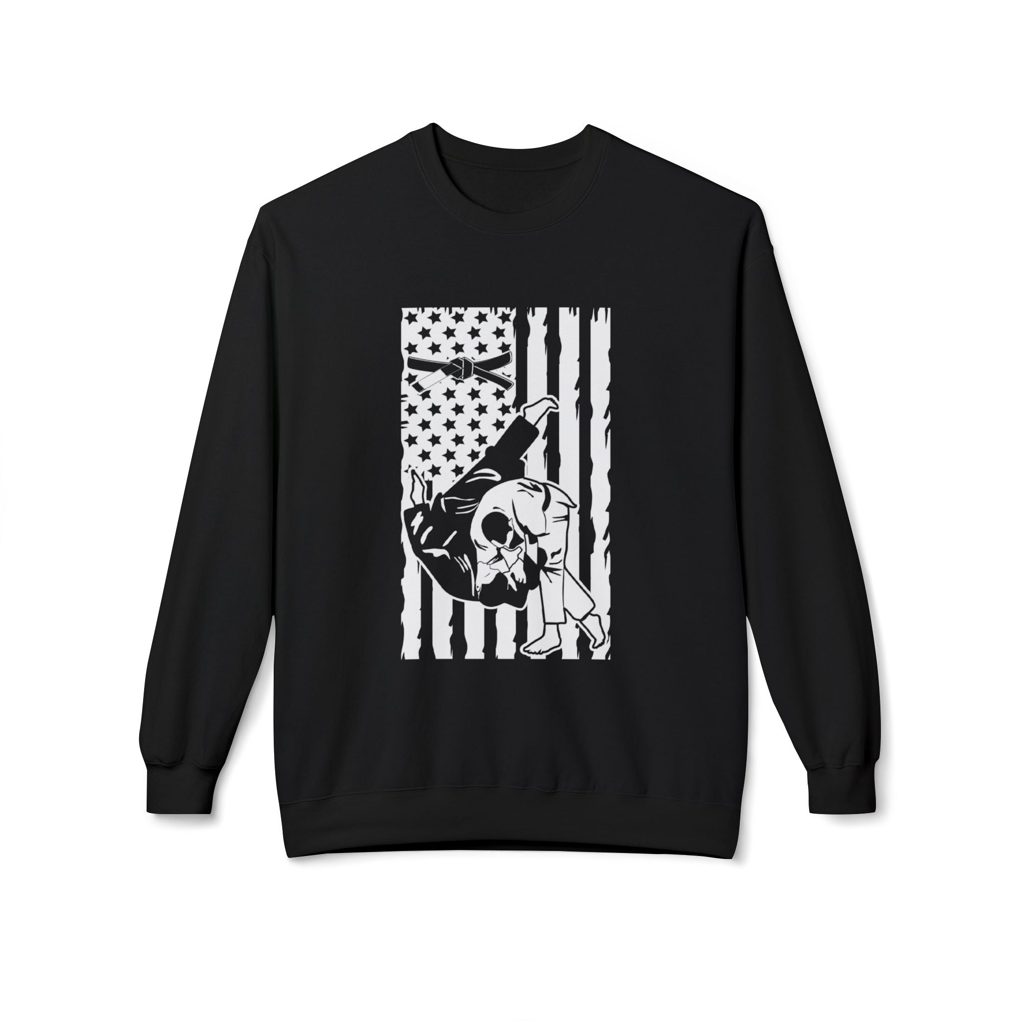 Brazilian Jiu Jitsu Flag Throw BJJ Unisex Midweight Softstyle Fleece Crewneck Sweatshirt