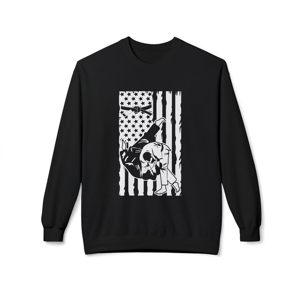 Brazilian Jiu Jitsu Flag Throw BJJ Unisex Midweight Softstyle Fleece Crewneck Sweatshirt