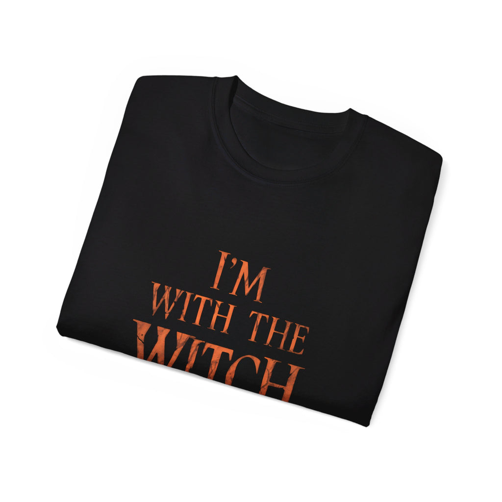 I'm With The Witch Halloween Funny Halloween Costumes Shirt | Happy Halloween Gifts | Scary Halloween Merchandise | Spooky Halloween Unisex T-Shirt