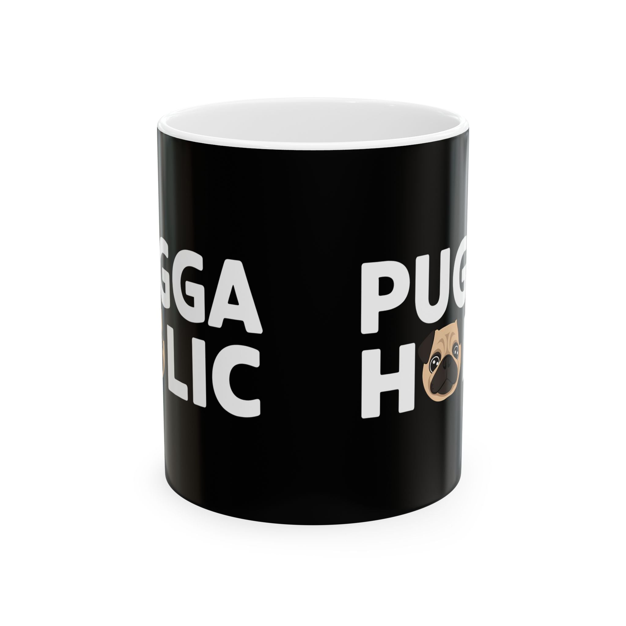 Puggaholic Pug Mug | Pug Coffee Mug | Pug Dog Gifts | Pug Presents | Pug Mug 11oz