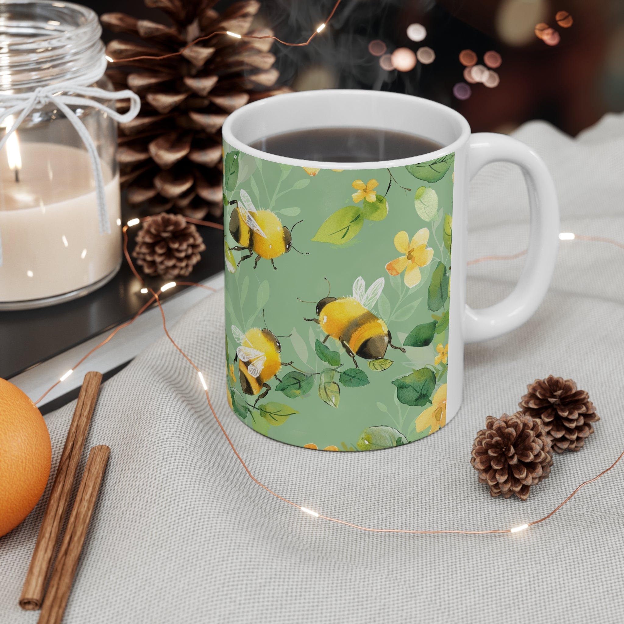Bee Mug | Bee Gifts | Bee Presents | Watercolor Bees Ceramic Mug 11oz
