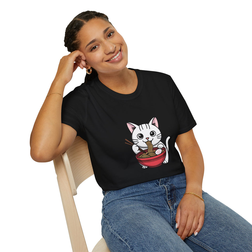 Cute Cat Eating Ramen Unisex T-Shirt