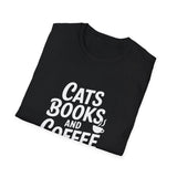Cats, Books & Coffee T-Shirt — Cozy Reading Tee for Cat Lovers Cats, Books & Coffee T-Shirt — Cozy Reading Tee for Cat Lovers