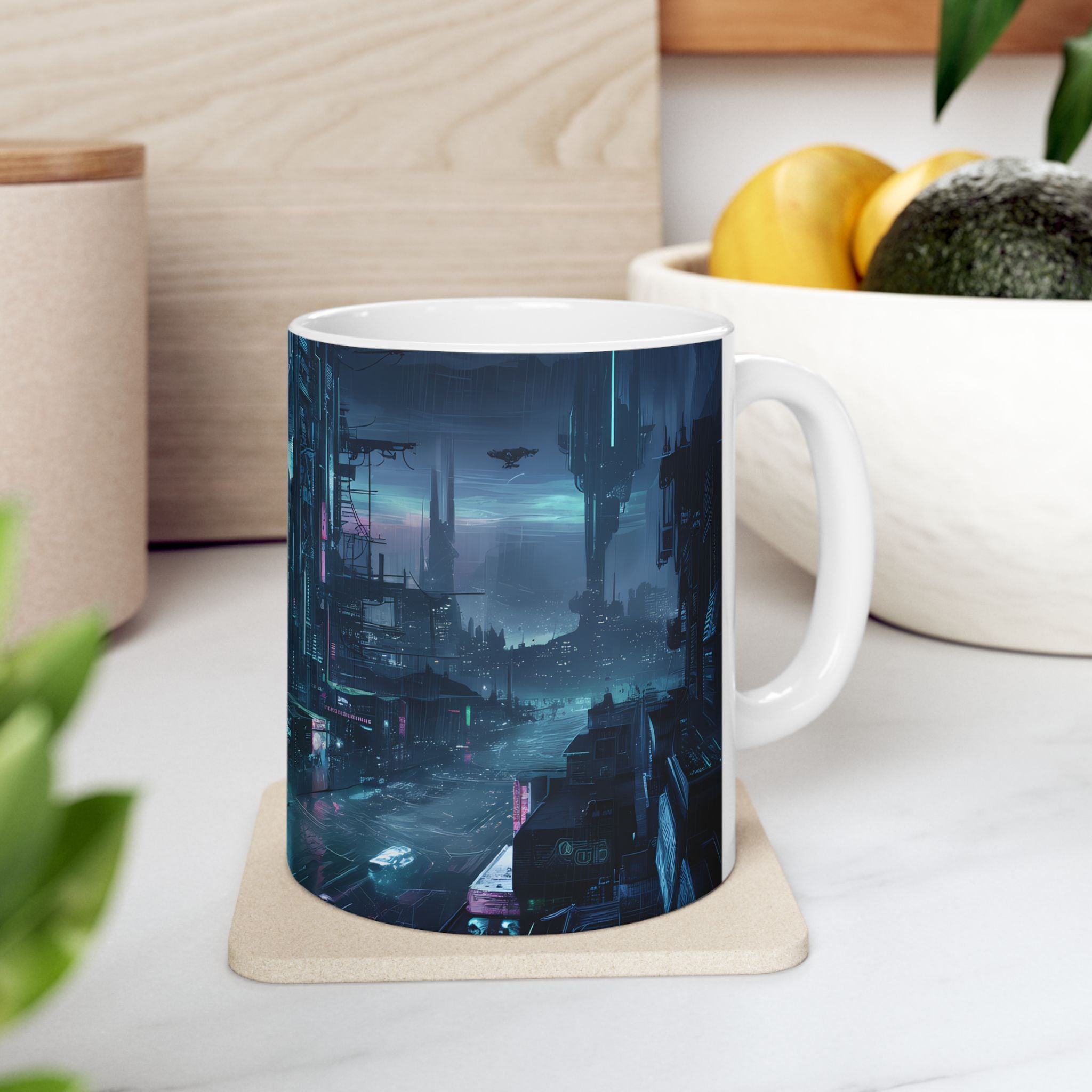Futuristic Cyberpunk City Ceramic Mug (11oz, 15oz)
