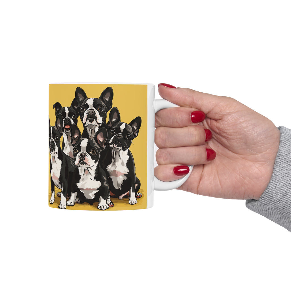 Boston Terrier Mug | Boston Terrier Gifts | Boston Terrier Presents | Group of Boston Terrier Ceramic Mug 11oz