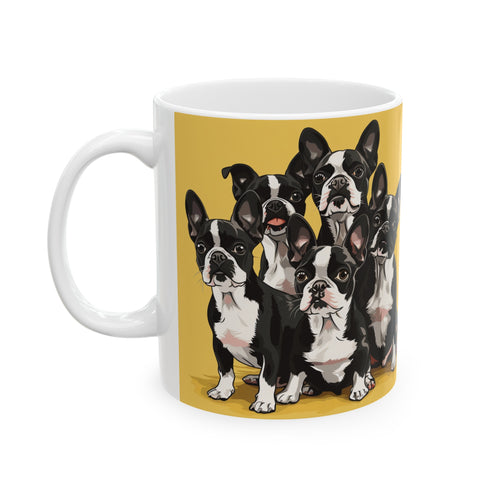 Boston Terrier Mug | Boston Terrier Gifts | Boston Terrier Presents | Group of Boston Terrier Ceramic Mug 11oz