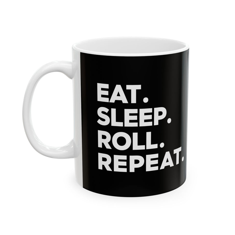 Brazilian Jiu Jitsu Eat Sleep Roll 2 BJJ Ceramic Mug | Brazilian Jiu Jitsu Gifts (11oz)