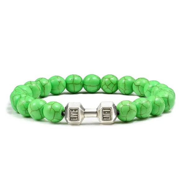 Gym Dumbbells Bracelet With Volcanic Lava Stone | Workout Fitness Gym Bracelet