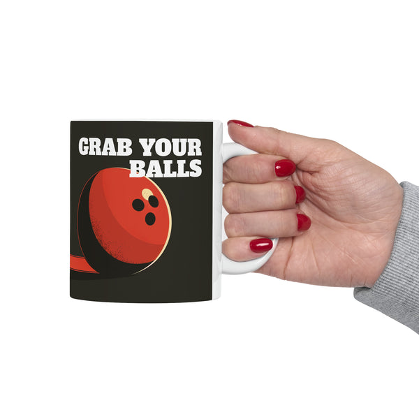 Funny Bowling Mug | Grab Your Balls Bowling Coffee Mug | Bowling Gifts | Funny Bowling Presents | Bowling Mug 2 11oz