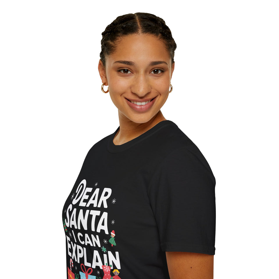 Dear Santa I Can Explain Ugly Christmas 2 Shirt | Xmas Christmas Presents Unisex T-Shirt