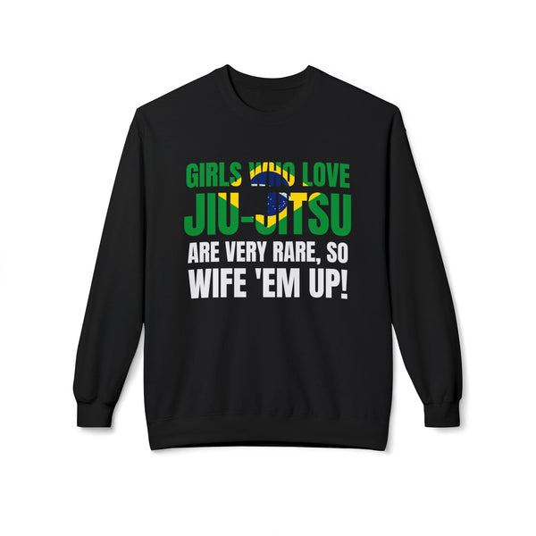 Brazilian Jiu Jitsu Girls Who Love Jiu-Jitsu BJJ Unisex Midweight Softstyle Fleece Crewneck Sweatshirt