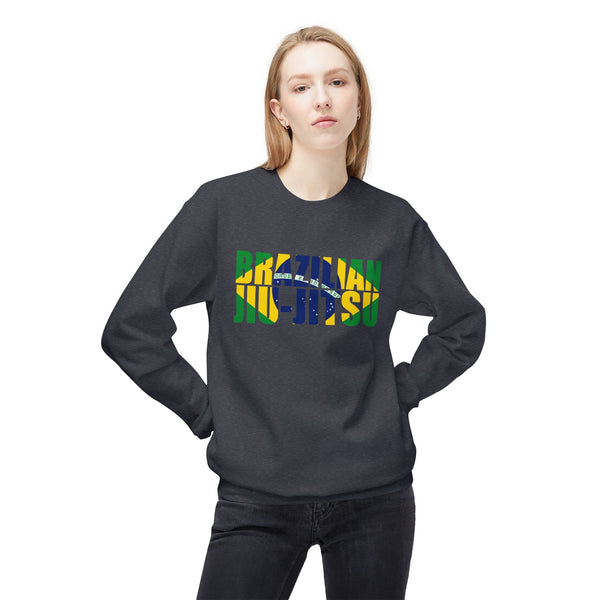 Brazilian Jiu Jitsu Flag 3 BJJ Unisex Midweight Softstyle Fleece Crewneck Sweatshirt