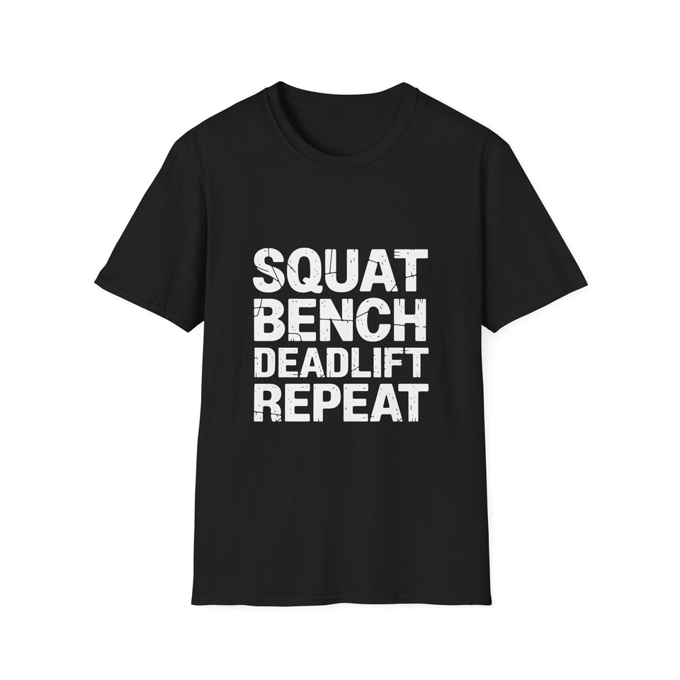 Gym Workout T-Shirt 2 - Squat Bench Deadlift Repeat Shirt