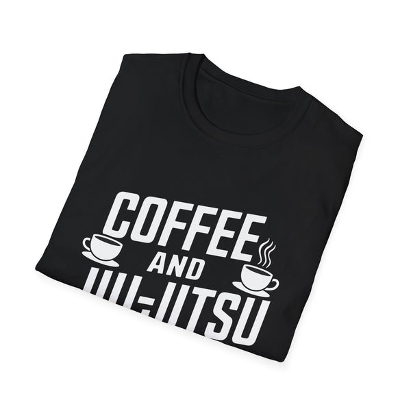 Coffee and Jiu Jitsu Shirt | BJJ Gift | Brazilian Jiu Jitsu Merchandise - Unisex Softstyle T-Shirt