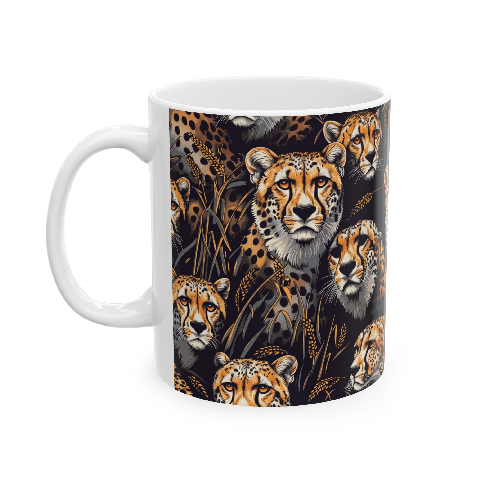 Cheetah Mug | Cheetah Gifts | Cheetah Presents | Group Of Cheetah Ceramic Mug 11oz