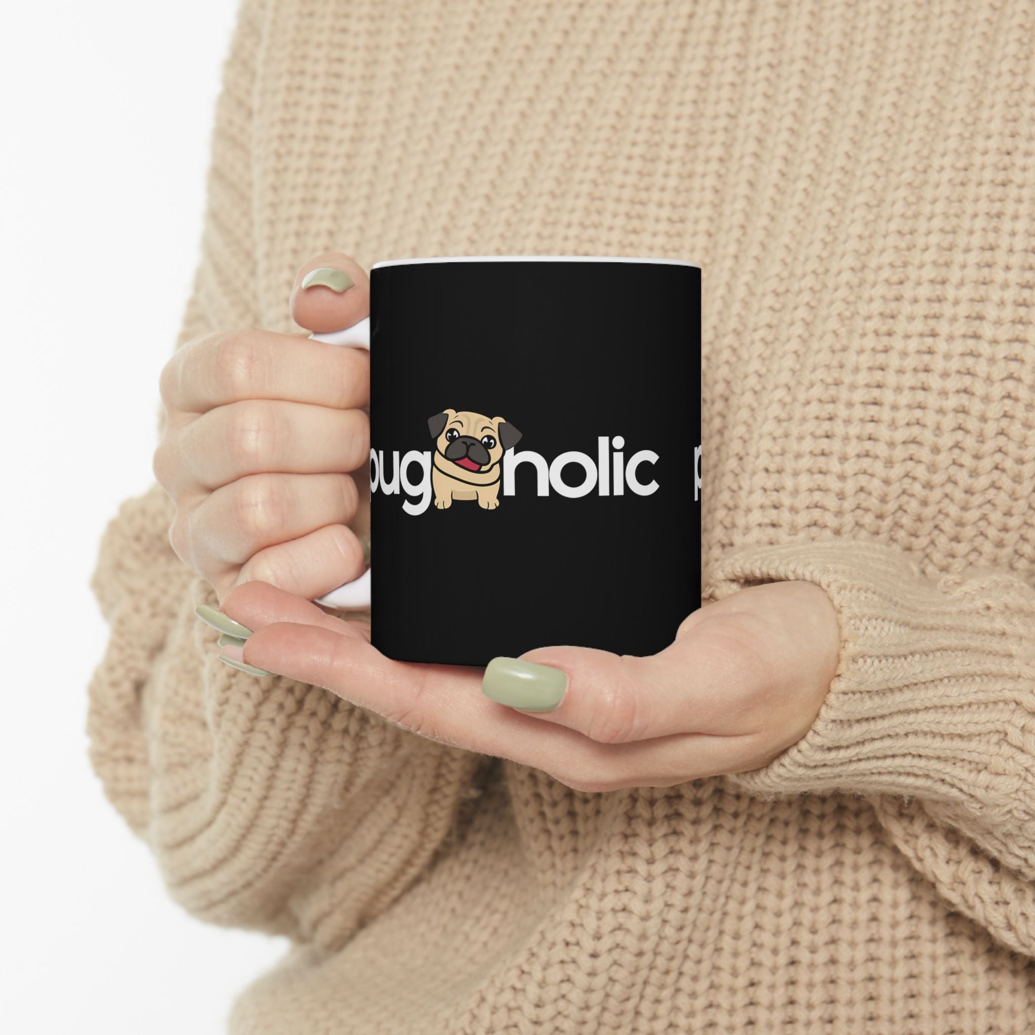 Puggaholic Pug Mug 2 | Pug Coffee Mug | Pug Dog Gifts | Pug Presents | Pug Mug 11oz