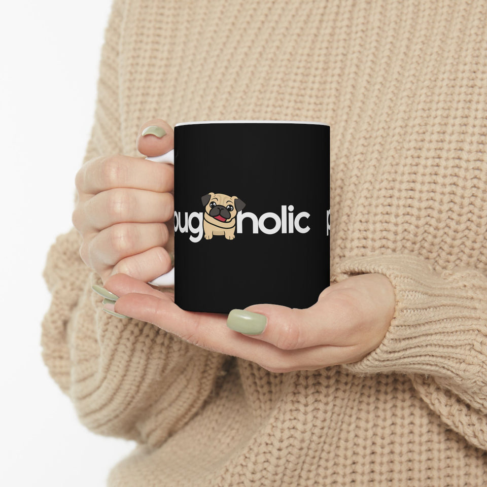 Puggaholic Pug Mug 2 | Pug Coffee Mug | Pug Dog Gifts | Pug Presents | Pug Mug 11oz