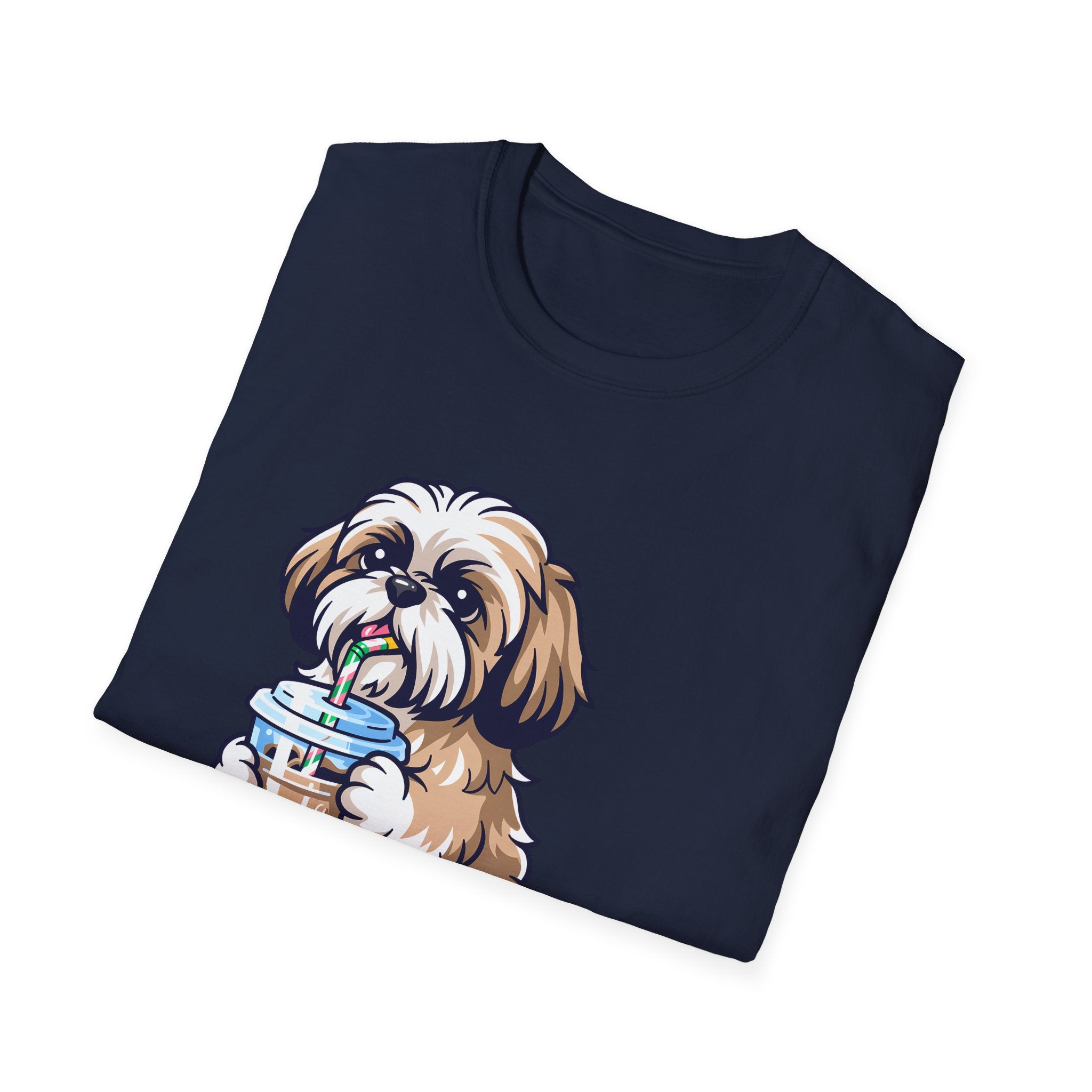 Shih Tzu Drinking Coffee T-Shirt — Cute Dog Coffee Lover Tee
