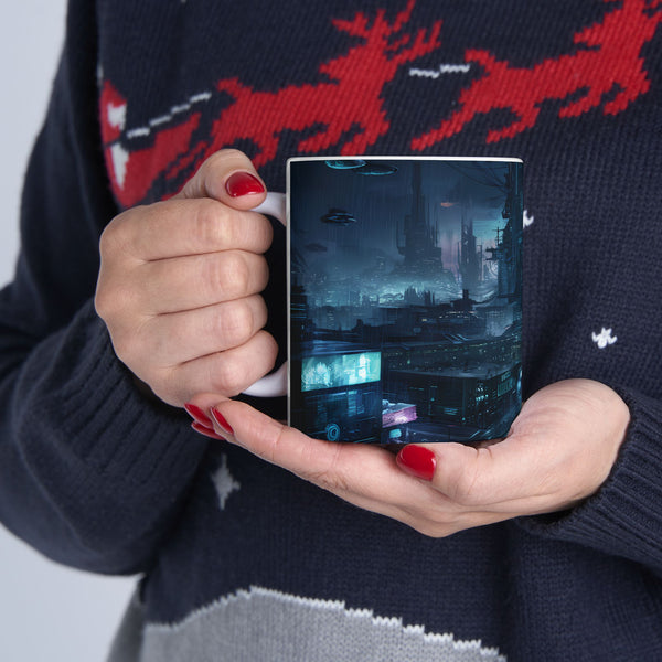Futuristic Cyberpunk City Ceramic Mug (11oz, 15oz)