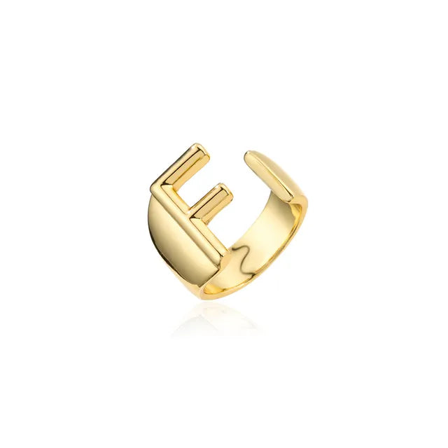 Adjustable Gold Alphabet Ring