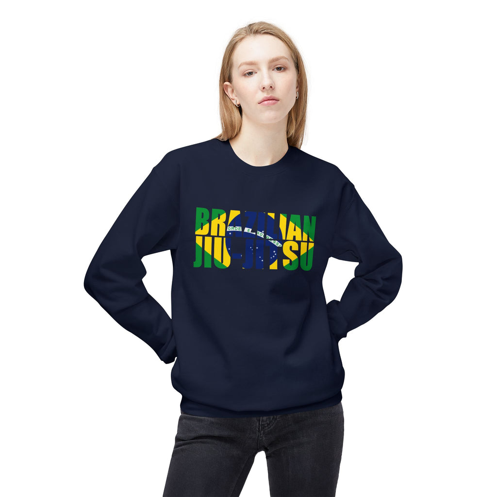 Brazilian Jiu Jitsu Flag 3 BJJ Unisex Midweight Softstyle Fleece Crewneck Sweatshirt