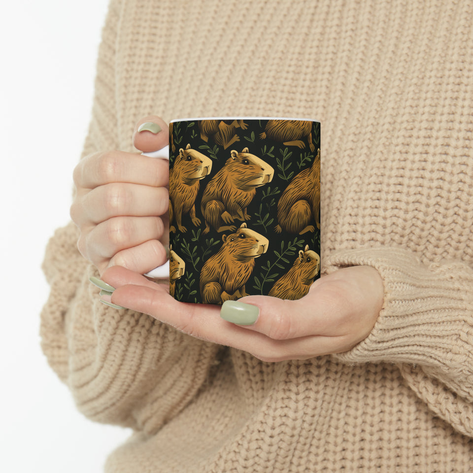 Capybara Mug  | Capybara Coffee Mug | Cute Capy Pattern 2 Coffee Mug 11oz