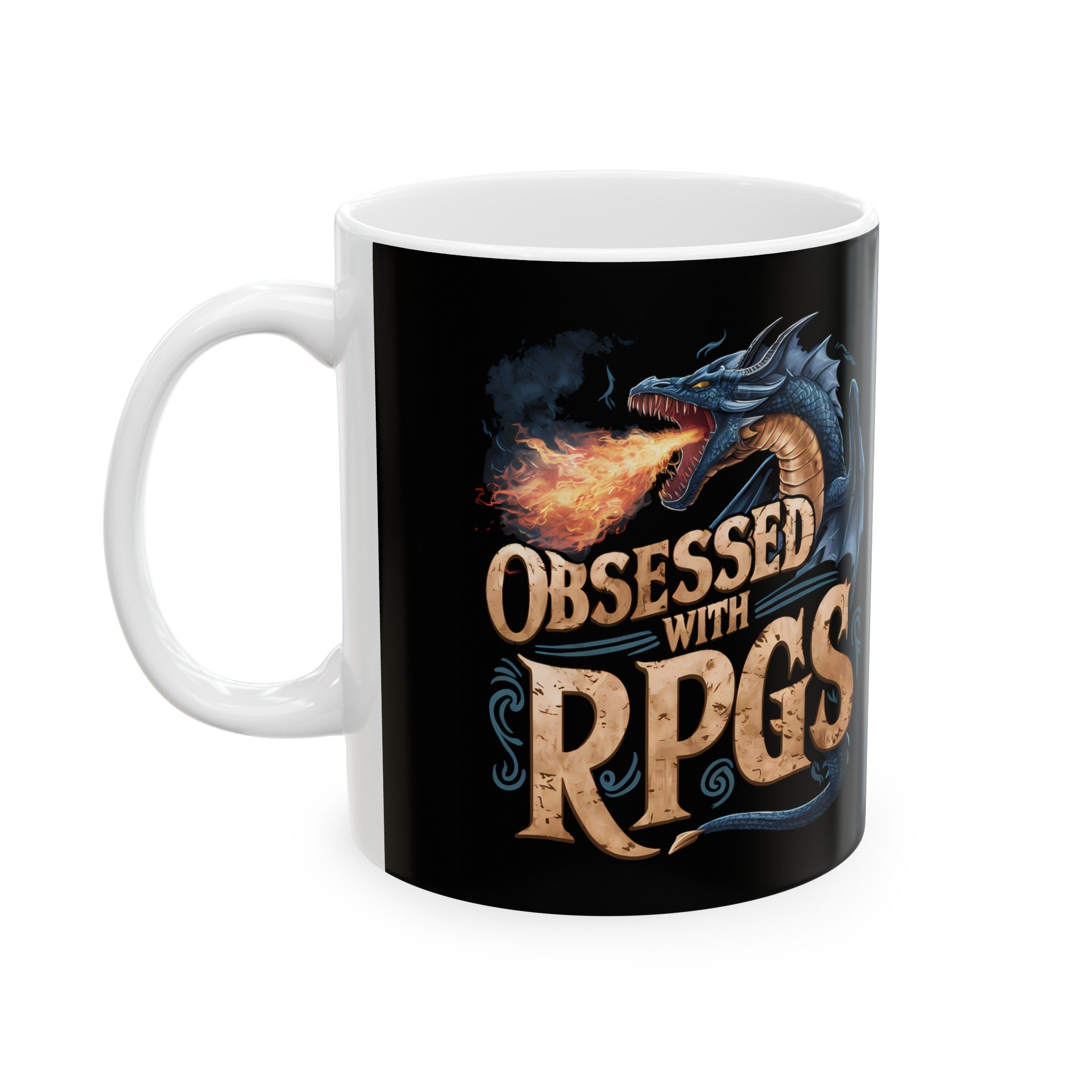 Obsessed With RPGs Mug | Role Playing Game Gift | Fantasy Dragon RPG Coffee Mug | Fantasy RPG Presents Mug 11oz Main image