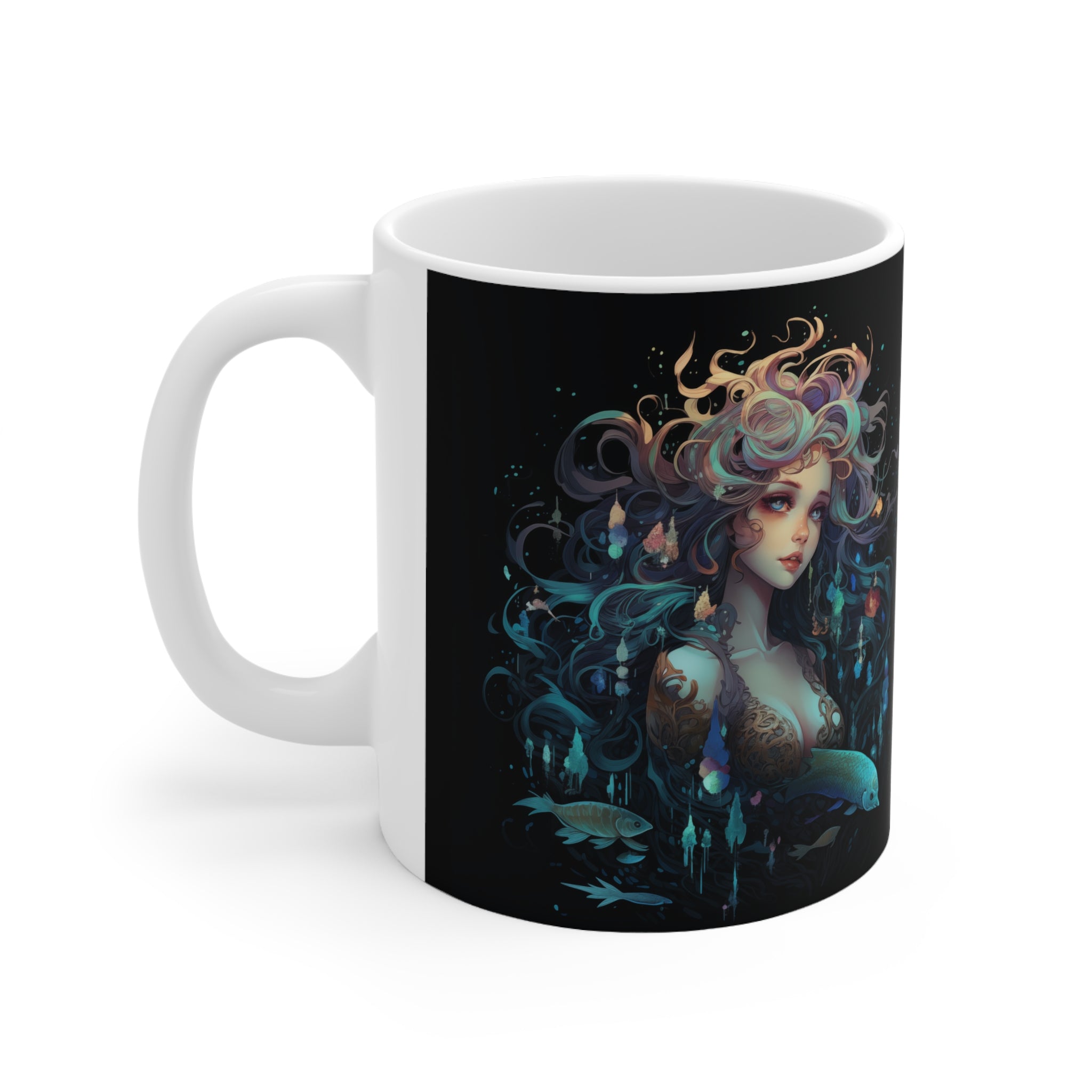 mermaid mug, mermaid coffee mug, mermaid gift, mermaid gifts for women, mermaid gifts for adults, mermaid presents, black mermaid shirt, mermaid shirts for adults Main image