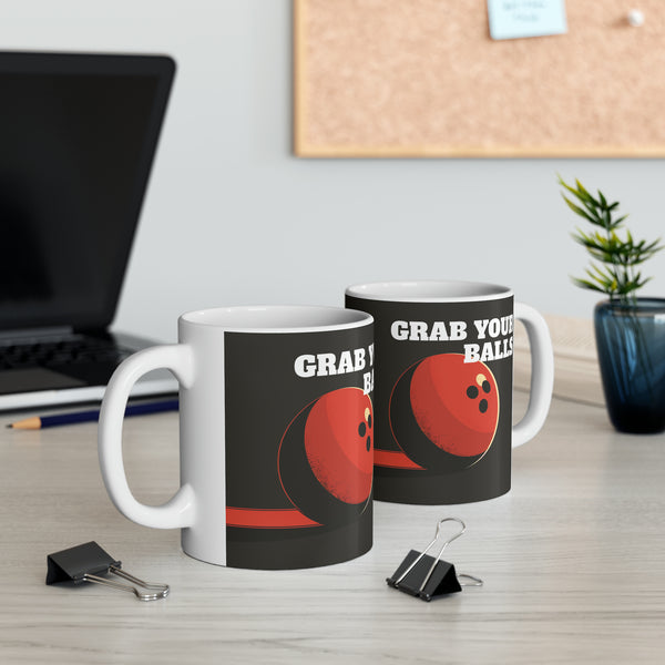 Funny Bowling Mug | Grab Your Balls Bowling Coffee Mug | Bowling Gifts | Funny Bowling Presents | Bowling Mug 2 11oz