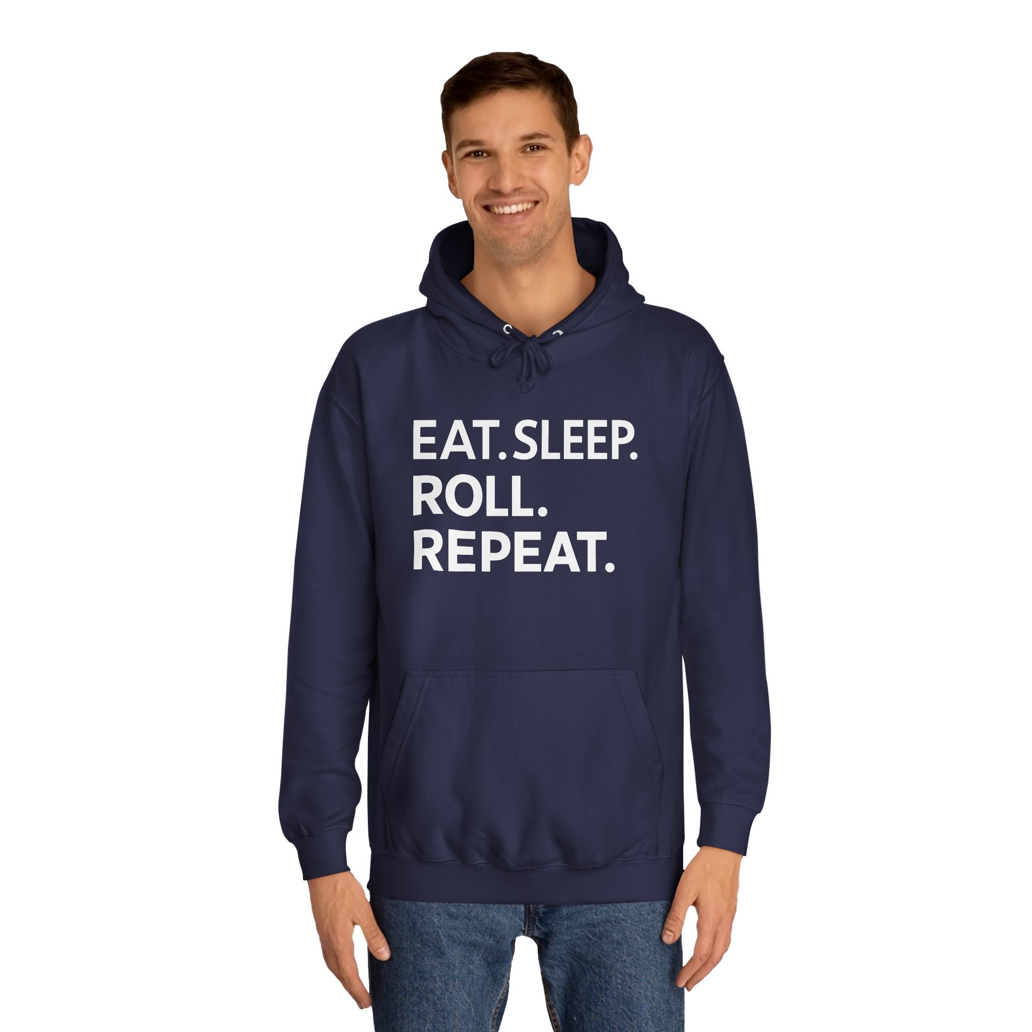 Eat Sleep Roll Repeat BJJ Unisex College Hoodie | Brazilian Jiu Jitsu Gift Hoodie
