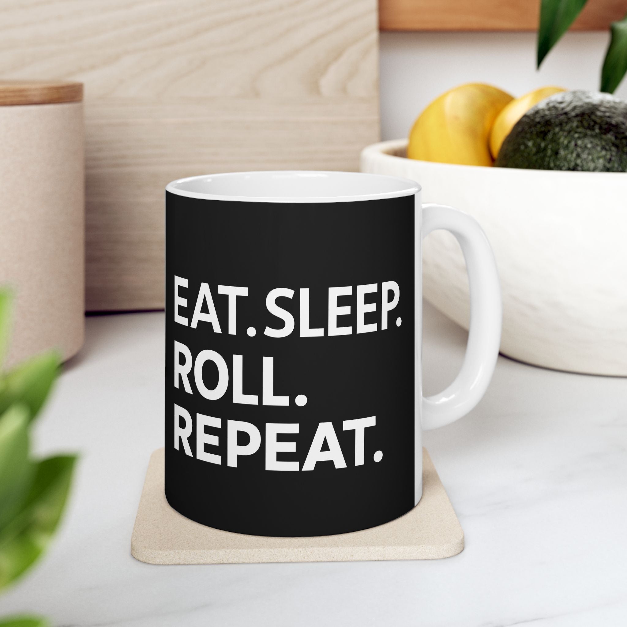 Brazilian Jiu Jitsu Eat Sleep Roll BJJ Ceramic Mug | Brazilian Jiu Jitsu Gifts (11oz) Main image
