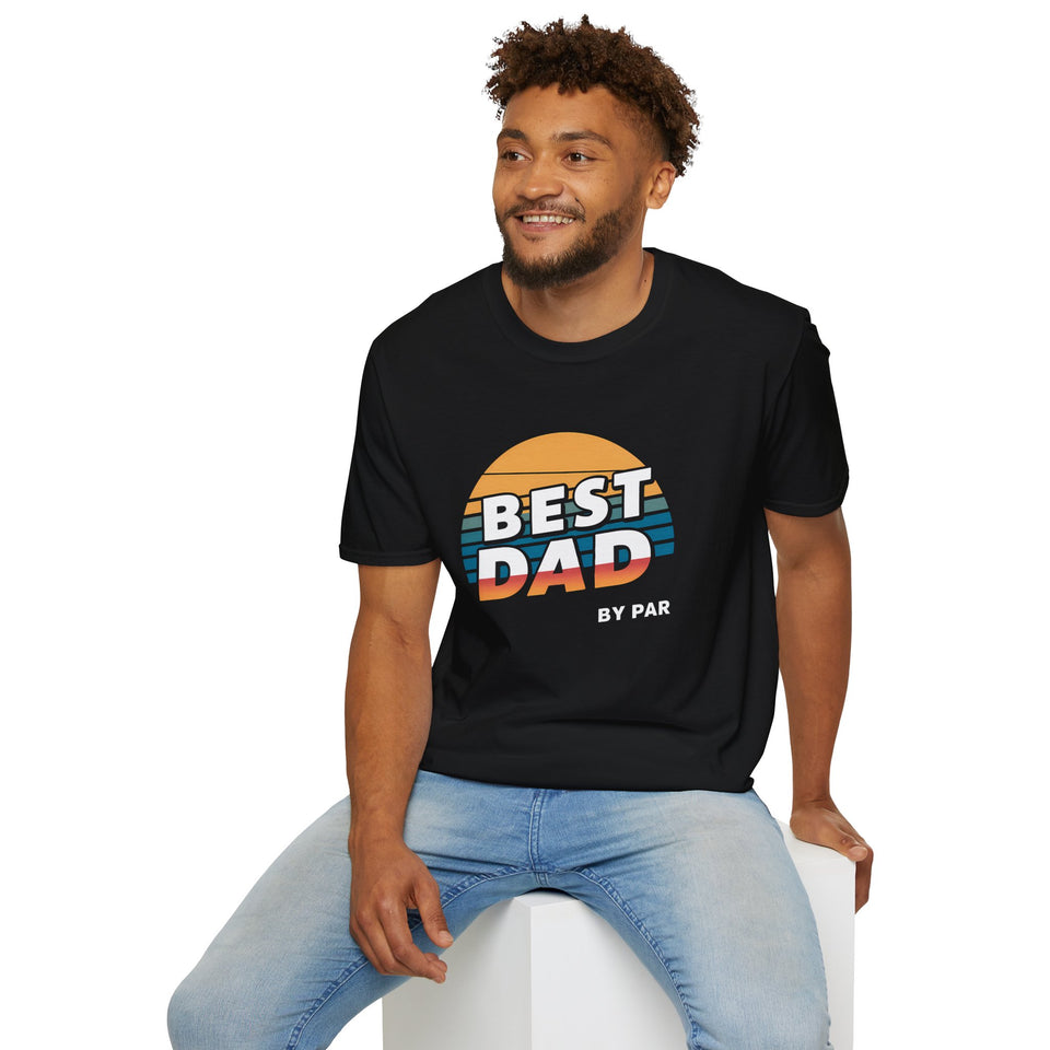 Best Dad By Par Golf Shirt | Funny Golf T Shirt | Father Golf Tee Shirt | Golf Unisex Softstyle T-Shirt 2
