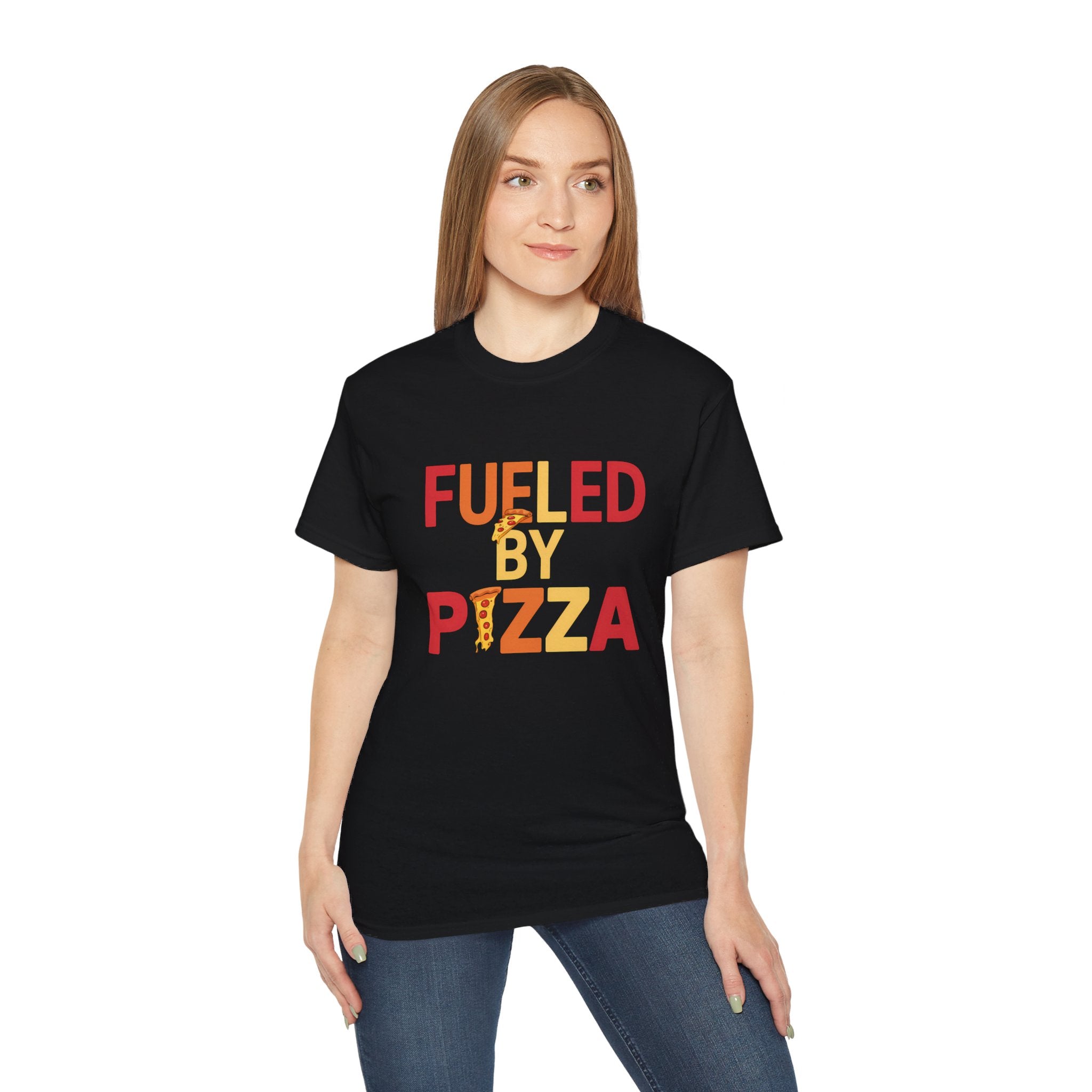 Fueled By Pizza Shirt | Pizza Gift | Pizza Lover Merchandise | Pizza Gifts | Pizza Presents Unisex T-Shirt