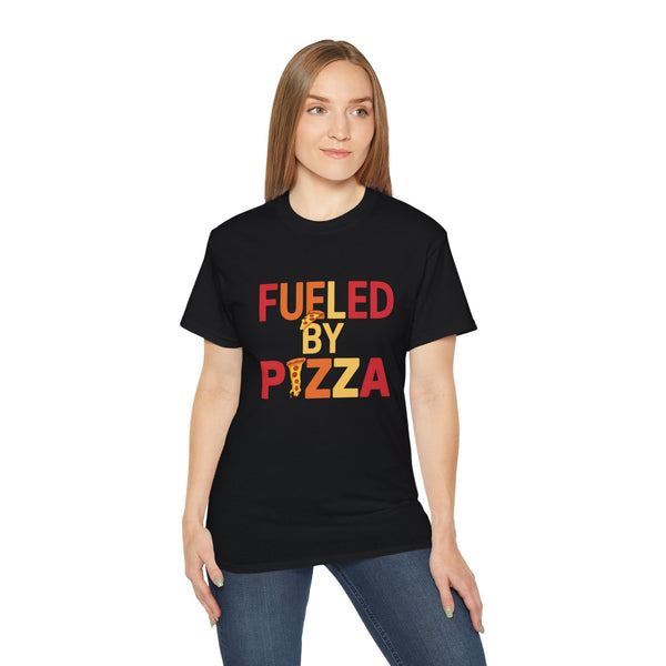 Fueled By Pizza Shirt | Pizza Gift | Pizza Lover Merchandise | Pizza Gifts | Pizza Presents Unisex T-Shirt