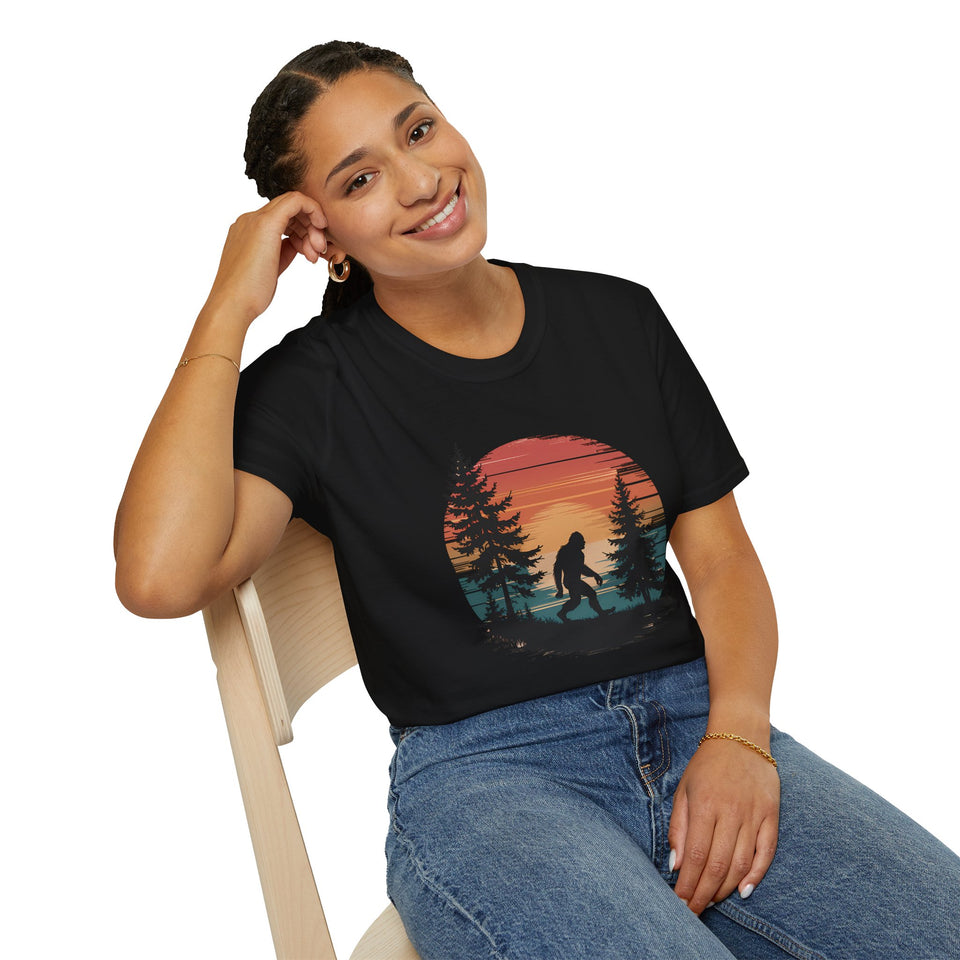 Sasquatch In the Forrest Bigfoot Sunset Shirt T-Shirt