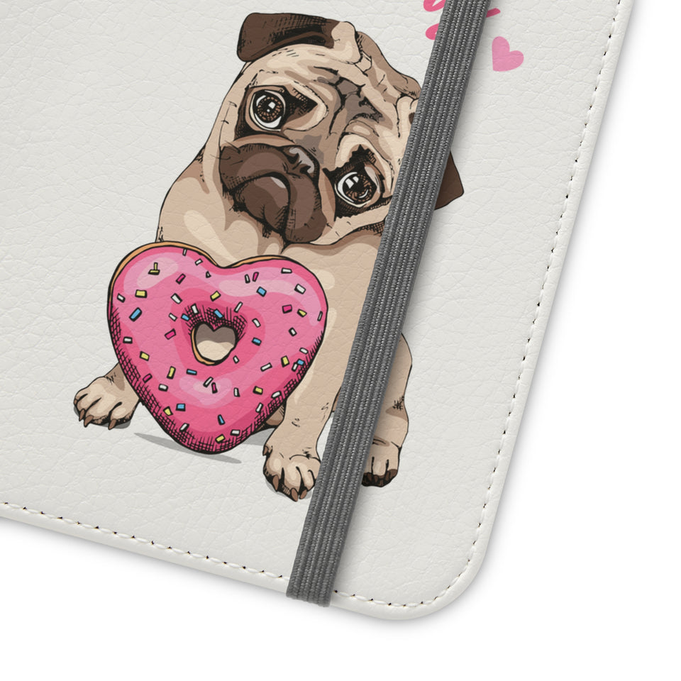 Pug Phone Case | I Love My Pug Wallet Phone Case | IPhone & Samsung Galaxy Pug Flip Cases White