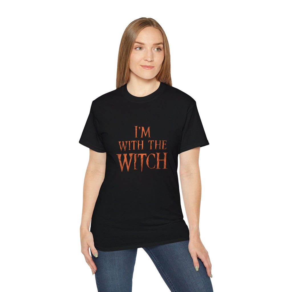 I'm With The Witch Halloween Funny Halloween Costumes Shirt | Happy Halloween Gifts | Scary Halloween Merchandise | Spooky Halloween Unisex T-Shirt