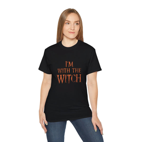 I'm With The Witch Halloween Funny Halloween Costumes Shirt | Happy Halloween Gifts | Scary Halloween Merchandise | Spooky Halloween Unisex T-Shirt