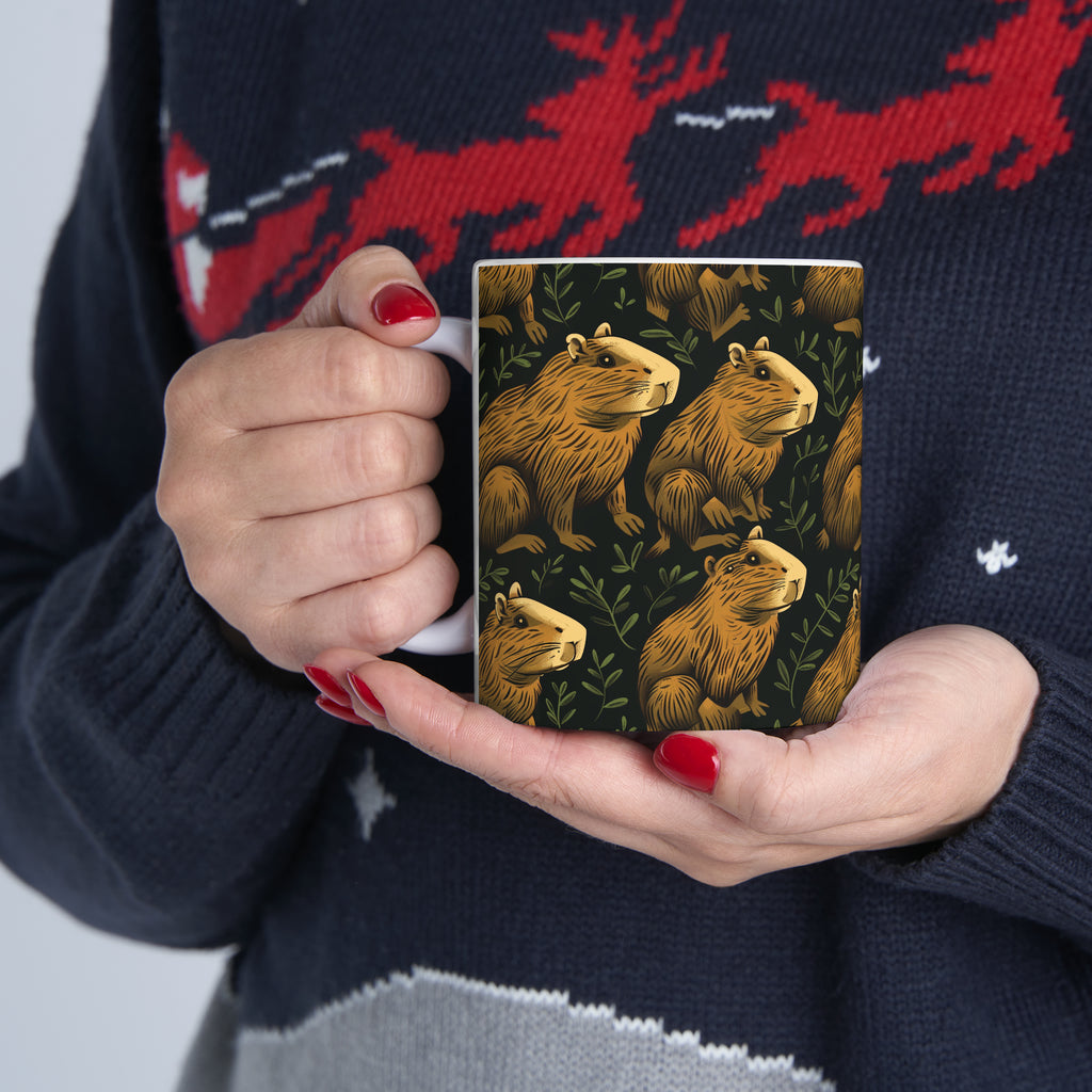 Capybara Mug  | Capybara Coffee Mug | Cute Capy Pattern 2 Coffee Mug 11oz