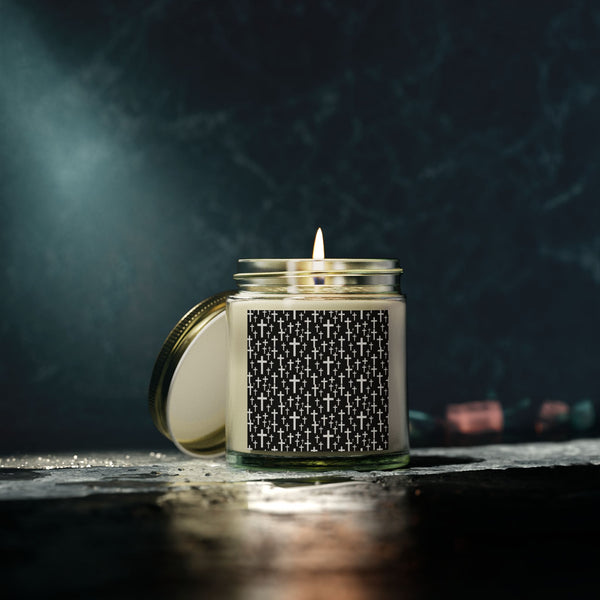 Faith Cross Jesus Scented Candle - Christian Jesus Coconut Apricot Wax Candle (4oz, 9oz)