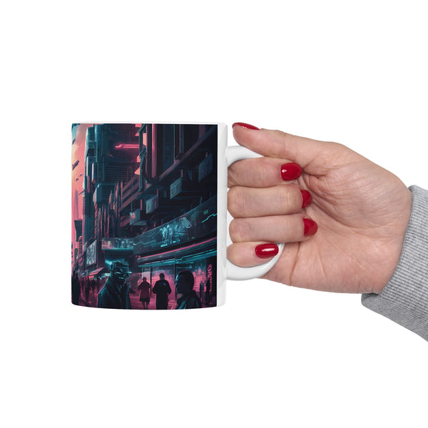 Cyberpunk City Skyline Ceramic Mug (11oz, 15oz)