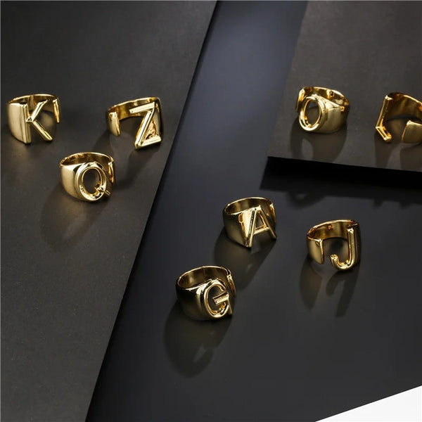 Adjustable Gold Alphabet Ring