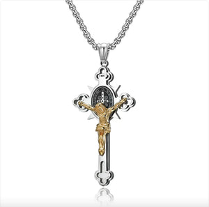Gothic Stainless Steel Faith Jesus Cross Necklace