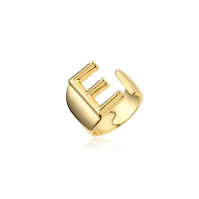 Adjustable Gold Alphabet Ring