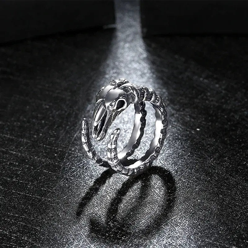 Adjustable Retro Dinosaur Skull Ring | Dino Skeleton Punk Rock Ring