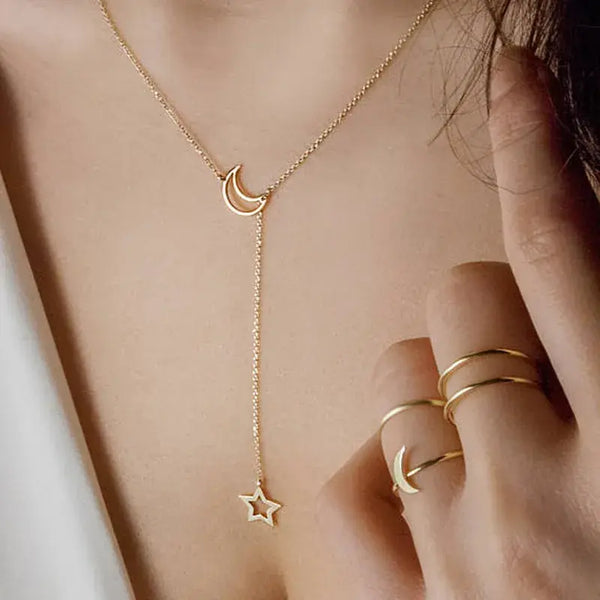 Star Charm Necklace | Moon & Star Necklace