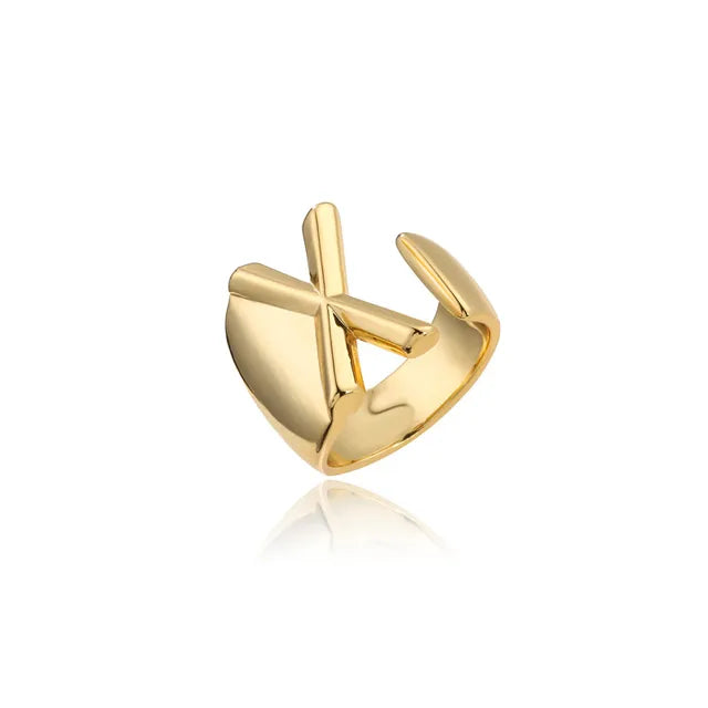 Adjustable Gold Alphabet Ring