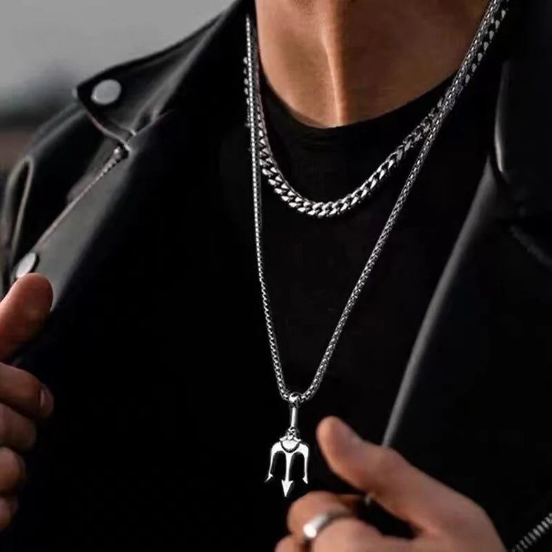 Cool Trident Pendant Necklace